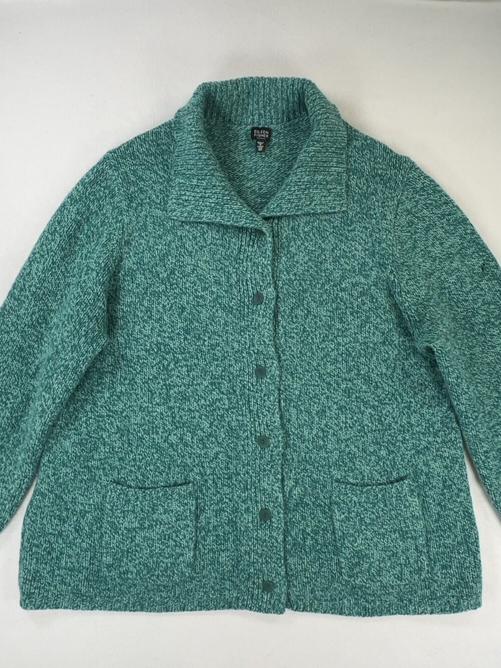 Eileen Fisher Cardigan Sweater Wool Cashmere Teal Women's Size 2X
